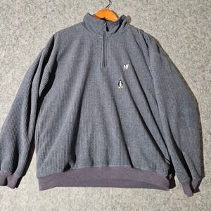 Polar Dogs By Big Dogs Pullover Men Medium Gray Ribbed 1/4 Zip Penguin Dog